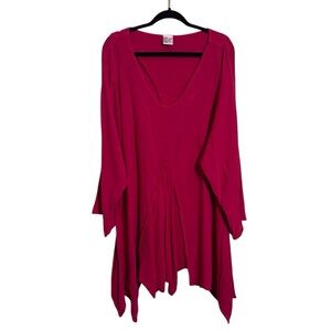 Oh My Gauze! Size Large Pink Cotton Gauze Tunic Top Lagenlook Boho Arty Casual